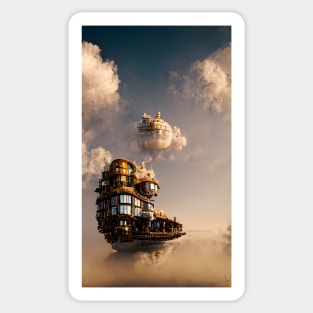 Steampunk Floating Island Sticker